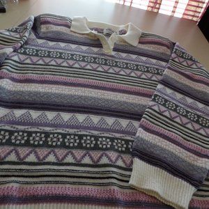 Attractive Striped Alfred Dunner Sweater - Lg.